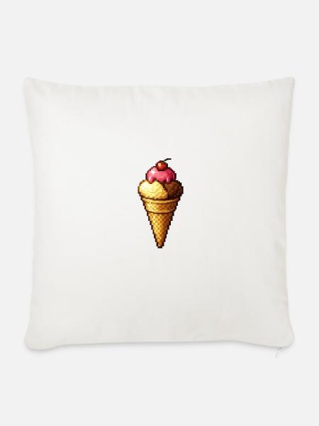 Retro Pixel Eiscreme Cone - Sofakissenbezug 45 x 45 cm - Naturweiß