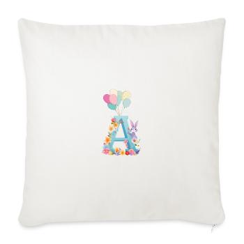 Buchstabe A, Monogramm, Blumen, Hase - Sofakissenbezug 45 x 45 cm - Naturweiß  - Vorne