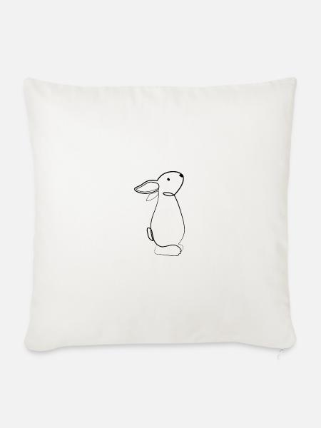 Hase Line Art - Sofakissenbezug 45 x 45 cm - Naturweiß 