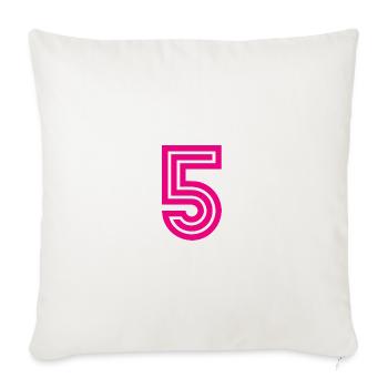 5. 5 ANS. 5e ANNIVERSAIRE. ANNIVERSAIRE 5 ANS. 5. - Housse de coussin décorative 45 x 45 cm - blanc nature - Devant