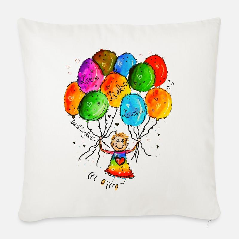 Lebe Liebe Lache Leichtigkeit - Sofakissenbezug 45 x 45 cm - Naturweiß 