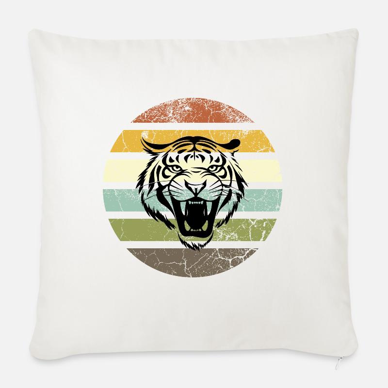 Coucher de soleil rétro Tiger Stripes - Housse de coussin décorative 45 x 45 cm - blanc nature