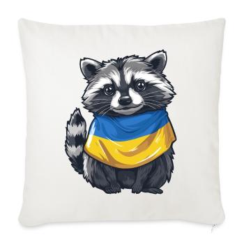 Cute raccoon with Ukraine bandana - Sofa pillowcase 17,3'' x 17,3'' (45 x 45 cm) - natural white - Front