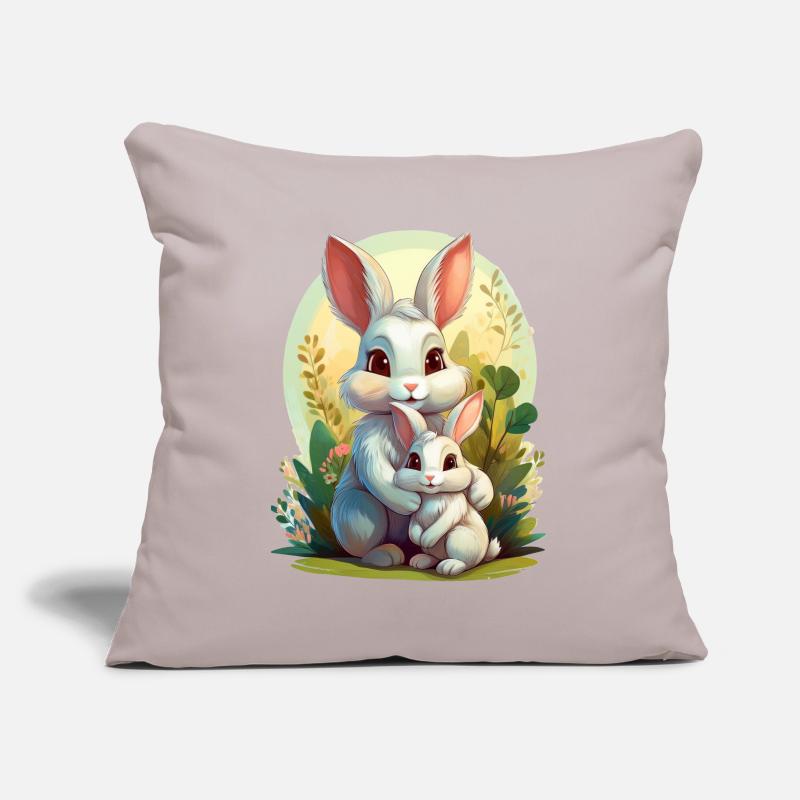 Mama Hase umarmt ihr Kind Sofakissenbezug 45 x 45 cm