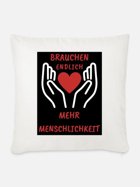 Herz- und Handdesign mit Botschaft - Sofakissenbezug 45 x 45 cm - Naturweiß