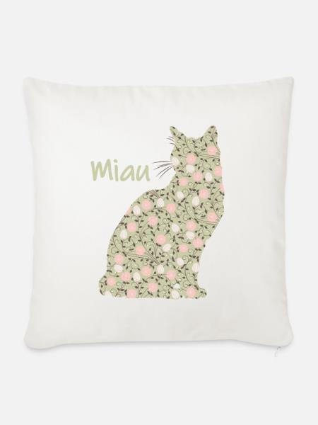 Miau - Katze - Sofakissenbezug 45 x 45 cm - Naturweiß 