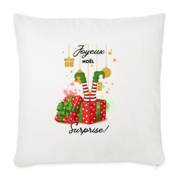 Joyeux_noel_surprise - Housse de coussin décorative 45 x 45 cm - blanc nature - Devant