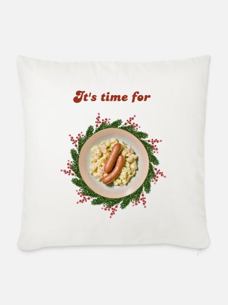 Weihnachten lustig - Weihnachtsessen - Heiligabend - Sofakissenbezug 45 x 45 cm - Naturweiß