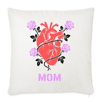 Anatomical Heart Roses Mom - Sofa pillowcase 17,3'' x 17,3'' (45 x 45 cm) - natural white - Front