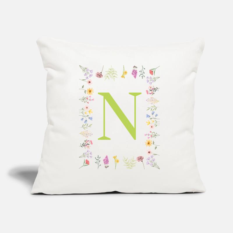 Florale Initialen " N ", Buchstaben Monogramm  Sofakissenbezug 45 x 45 cm