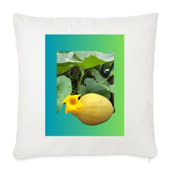 Gelbe Zucchini mit Blüte - Sofakissenbezug 45 x 45 cm - Naturweiß  - Vorne