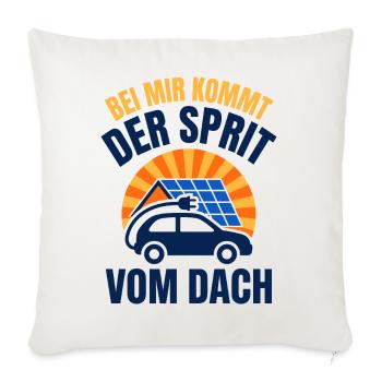 E-Auto Sprit vom Dach - Solar Photovoltaik - Sofakissenbezug 45 x 45 cm - Naturweiß  - Vorne