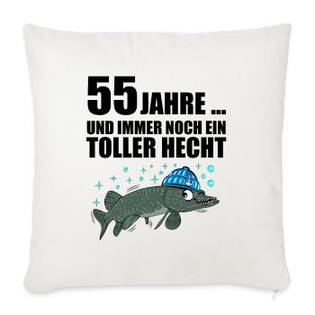 Anglergeschenk zum 55 Geburtstag 55 Ehrentag - Sofakissenbezug 45 x 45 cm - Naturweiß  - Vorne