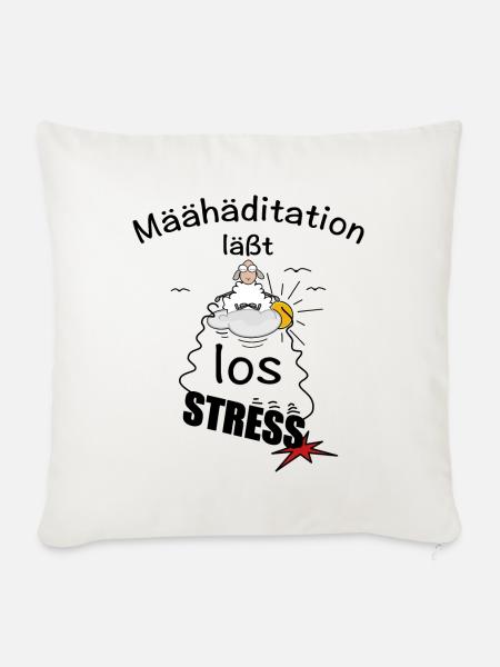 Meditation läßt den Stress los - Sofakissenbezug 45 x 45 cm - Naturweiß 