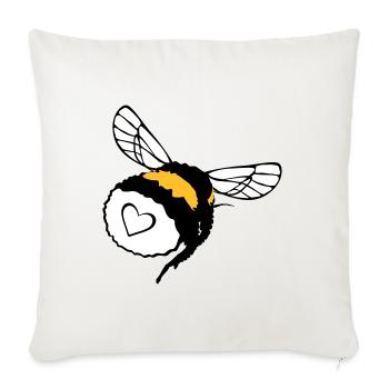 Hummel mit Herz, Pelz und Gebrumm - Sofakissenbezug 45 x 45 cm - Naturweiß  - Vorne