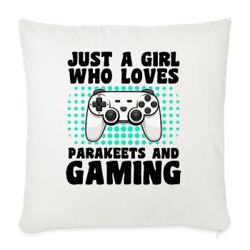 Gamer and Parakeets: Video Games and Colorful Adventure - Sofa pillowcase 17,3'' x 17,3'' (45 x 45 cm) - natural white - Front