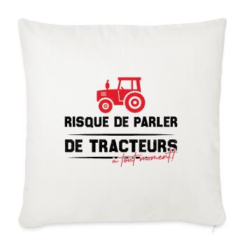 Risque de parler de tracteurs à tout moment - Housse de coussin décorative 45 x 45 cm - blanc nature - Devant