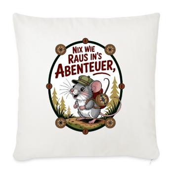 Nix wie weg lustige Maus mit Rucksack geht wandern - Sofakissenbezug 45 x 45 cm - Naturweiß  - Vorne