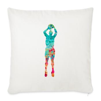 Joueurs de basket-ball - PopArt - Housse de coussin décorative 45 x 45 cm - blanc nature - Devant