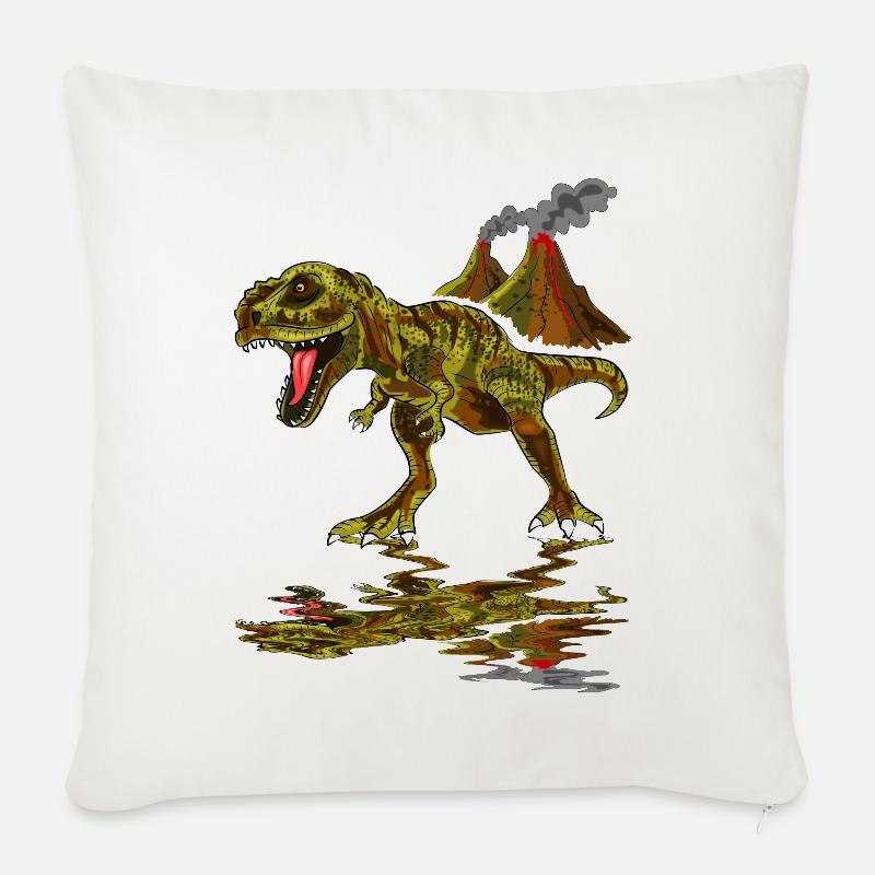 Dinosaurier Vulkan - Sofakissenbezug 45 x 45 cm - Naturweiß 