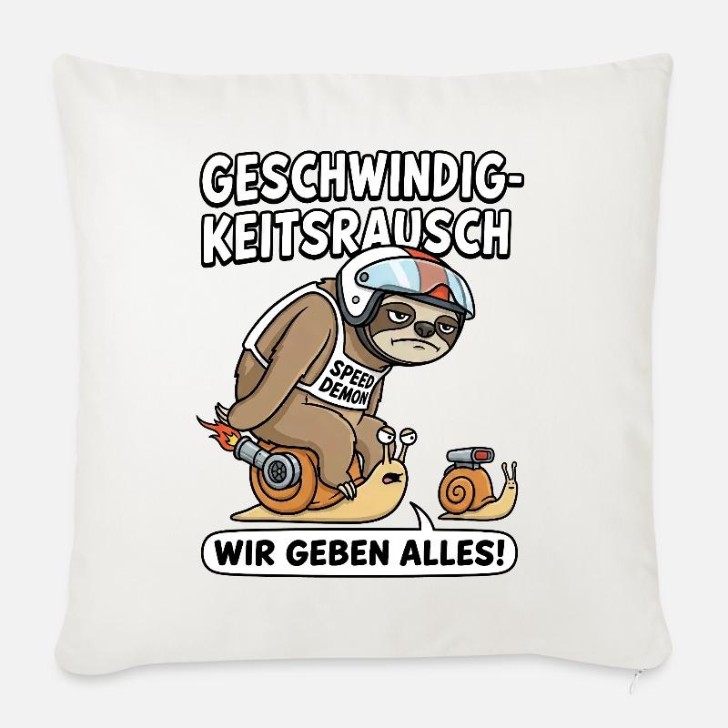 Geschwindigkeitsrausch: Schnelle Schnecke - Sofakissenbezug 45 x 45 cm - Naturweiß 