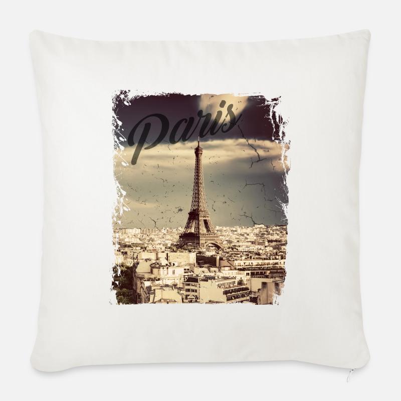 Paris Eiffelturm - Sofakissenbezug 45 x 45 cm - Naturweiß 