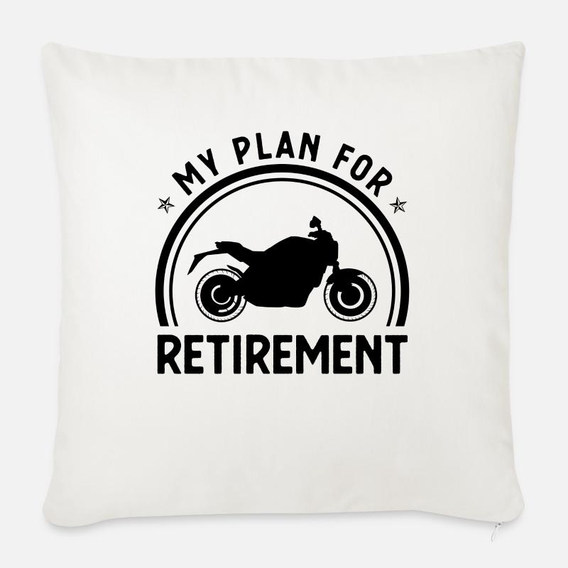 Mon plan de retraite 1 - (MOTO) - Housse de coussin décorative 45 x 45 cm - blanc nature