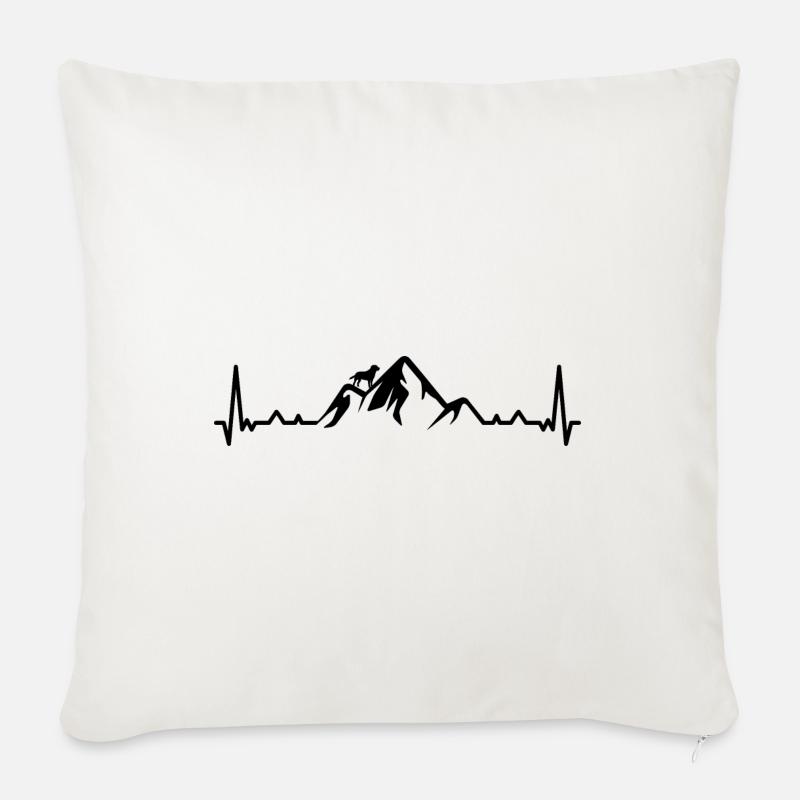 Heartbeat-Berg und Hund - (5) - Sofakissenbezug 45 x 45 cm - Naturweiß 