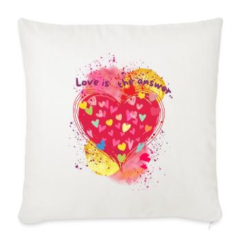 L’amour est la réponse. - Housse de coussin décorative 45 x 45 cm - blanc nature - Devant