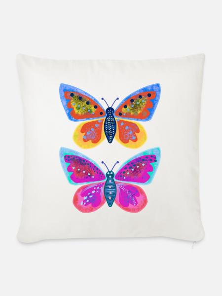 Huebsche Schmetterlinge - Sofakissenbezug 45 x 45 cm - Naturweiß