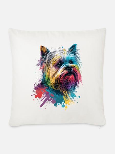Yorkshire Terrier - Sofakissenbezug 45 x 45 cm - Naturweiß