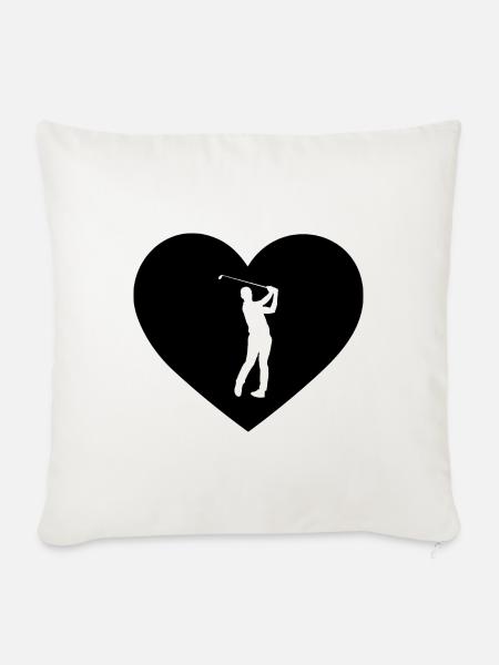 Herz 1 und Golf - - Sofakissenbezug 45 x 45 cm - Naturweiß 