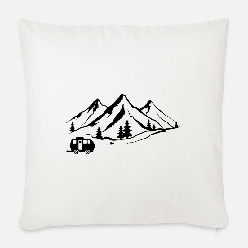 Berg 1 und Camping - - Sofakissenbezug 45 x 45 cm - Naturweiß 