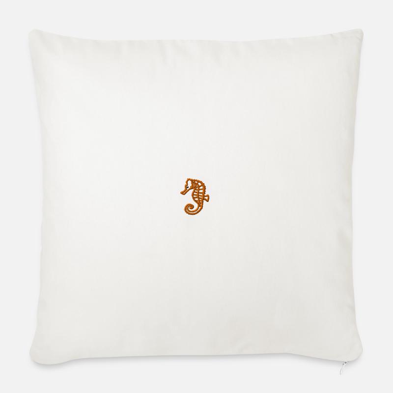 Seepferdchen bestickt - Sofakissenbezug 45 x 45 cm - Naturweiß 