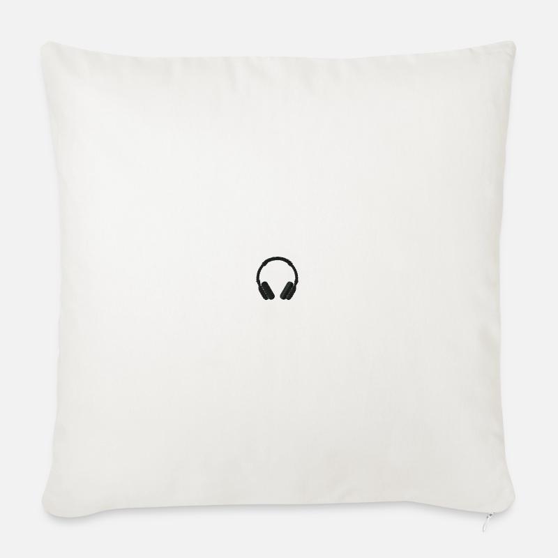 Kopfhörer bestickt - Sofakissenbezug 45 x 45 cm - Naturweiß 