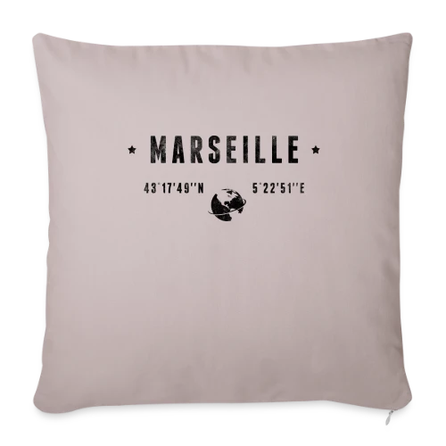 Marseille Coordonnées Globe - Housse de coussin décorative 45 x 45 cm