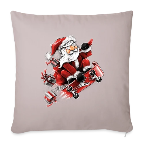 Père Noël Skateur Fou - Housse de coussin décorative 45 x 45 cm