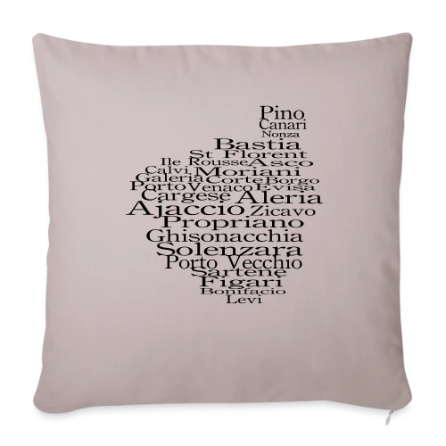 Carte Corse Villes Typographie - Housse de coussin décorative 45 x 45 cm