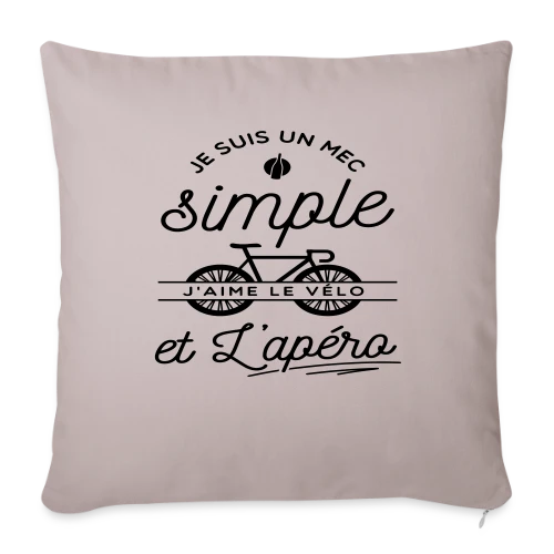 T-shirt "Mec Simple, Vélo & Apéro" - Housse de coussin décorative 45 x 45 cm