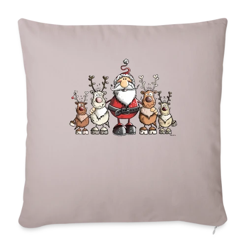 Père Noël entouré de rennes - Scène hivernale - Housse de coussin décorative 45 x 45 cm