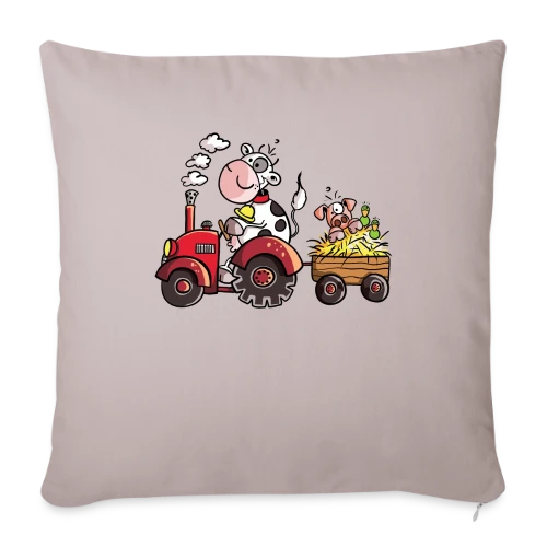 La Vache au Volant, le Cochon à Bord - T-shirt Agricole Fun - Housse de coussin décorative 45 x 45 cm