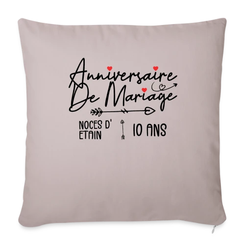 Anniversaire Mariage Noces Étain - Housse de coussin décorative 45 x 45 cm