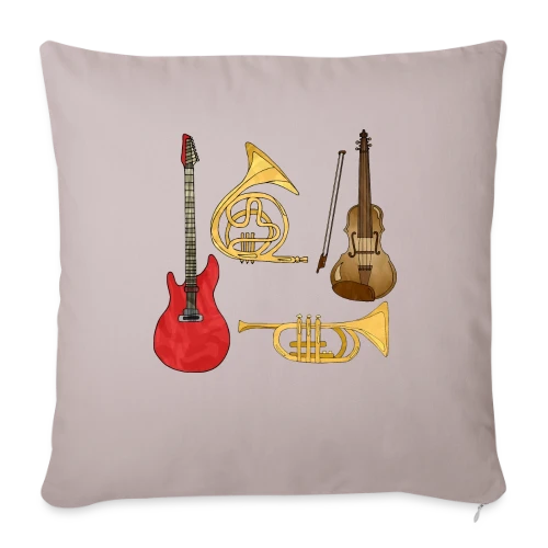 Passion Musique & Instruments - Housse de coussin décorative 45 x 45 cm