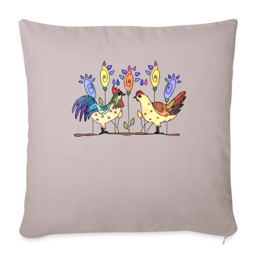 Duo Fermier Coq & Poule - Housse de coussin décorative 45 x 45 cm