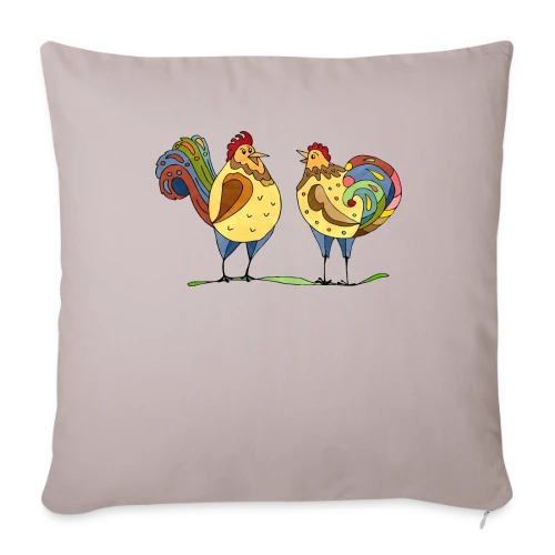 Duo Coq & Poule Champêtre - Housse de coussin décorative 45 x 45 cm