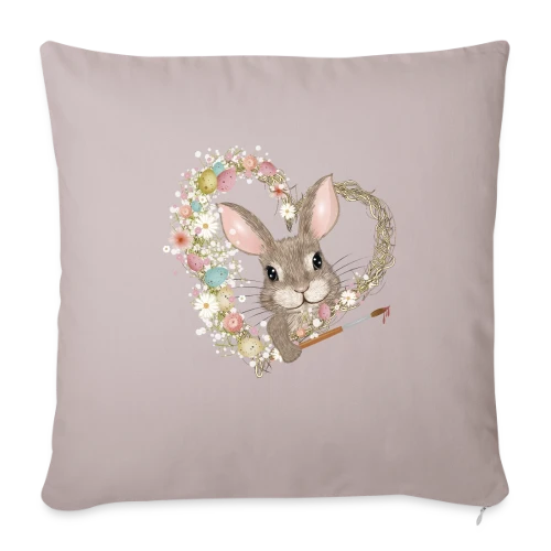 Lapin de Pâques Artiste : Cœur d'Œufs Pastel - Housse de coussin décorative 45 x 45 cm