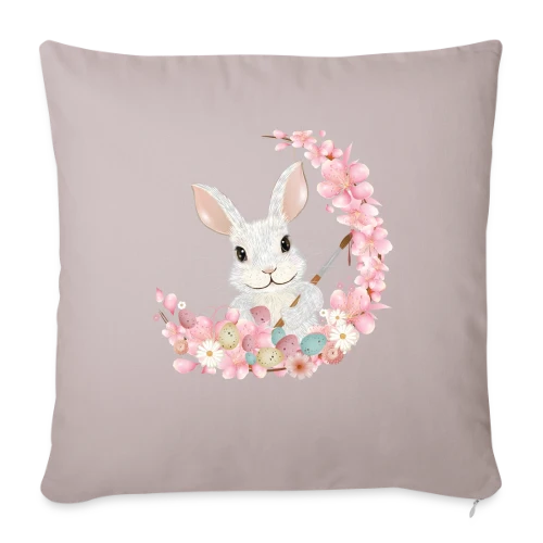Lapin de Pâques Enchanteur: Fleurs et Pinceau Pastel - Housse de coussin décorative 45 x 45 cm