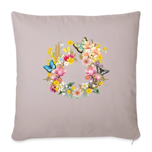 Éclosion Printanière : Fleurs et Papillons Colorés - Housse de coussin décorative 45 x 45 cm