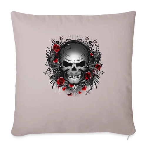 Crâne Gothique Mystique aux Roses Rouges - Housse de coussin décorative 45 x 45 cm