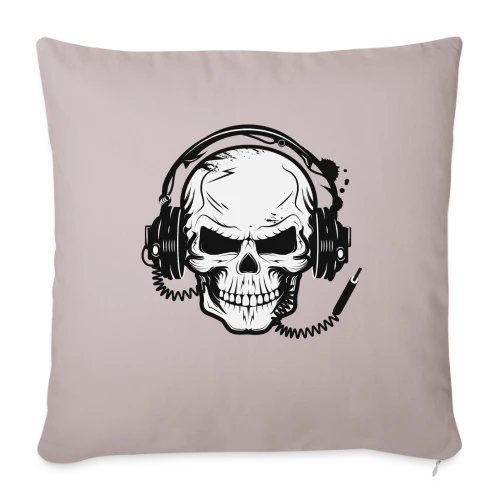Tête de Mort Casque Audio - Esprit Rock - Housse de coussin décorative 45 x 45 cm